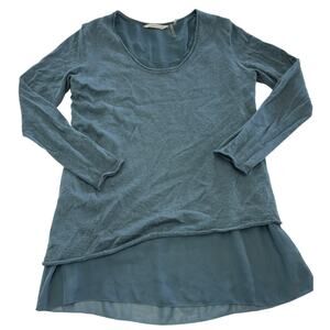 Soft Surroundings Top Womens X Small‎ Blue Songstress Chiffon Layered Blouse